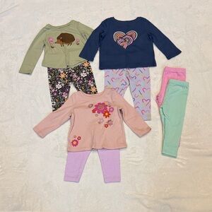 Girls’ 12 Month Jumping Beans 3 Long Sleeve & Pants Outfits, 2 Pants - Bundles